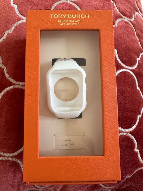 Tory Burch Apple Watch Band 41mm White Silicone Strap The T Monogram TBS0106